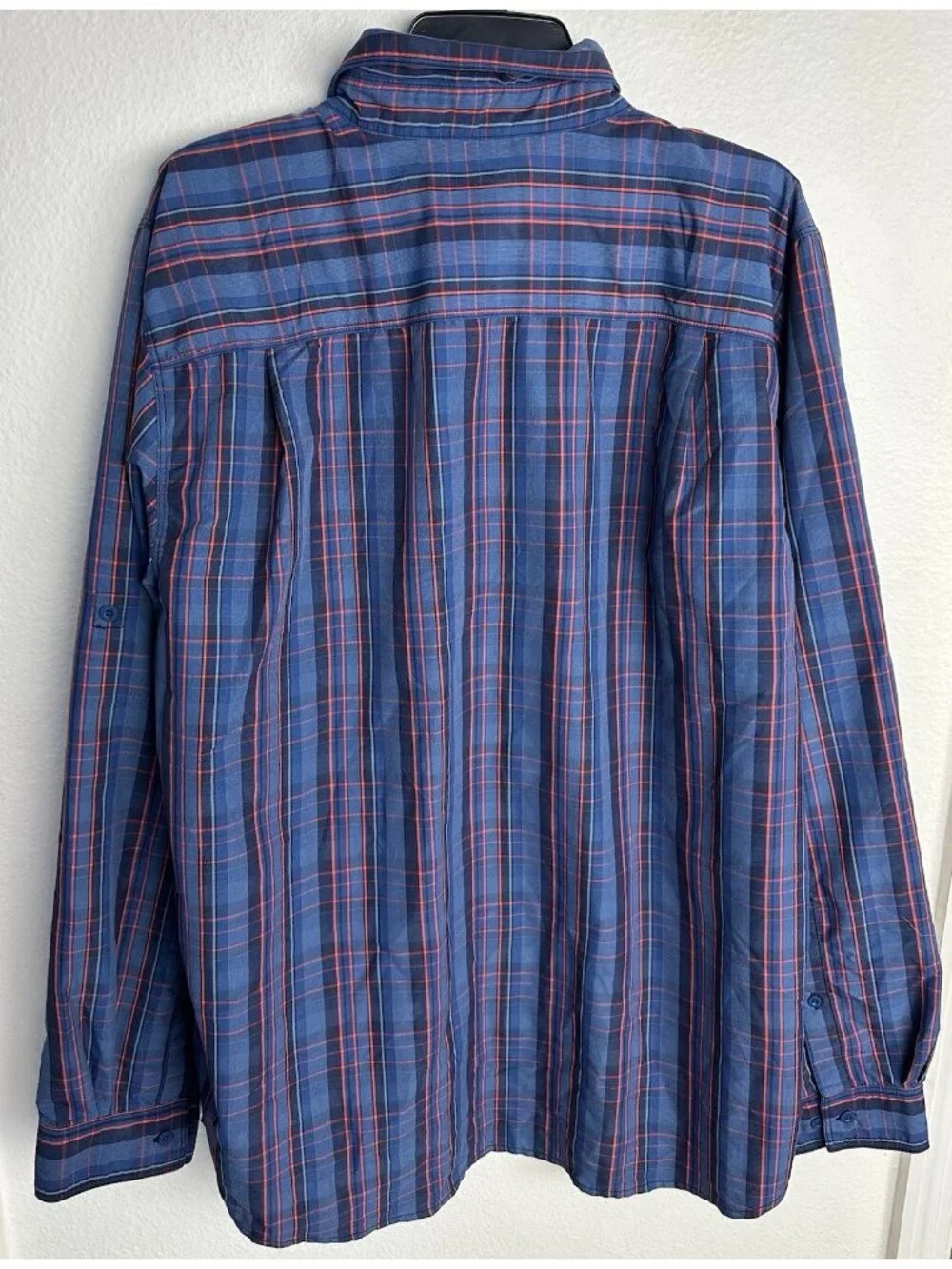 The North Face Men's XL Plaid Hiking Shirt Long Sleeve Button Up Blue Orange